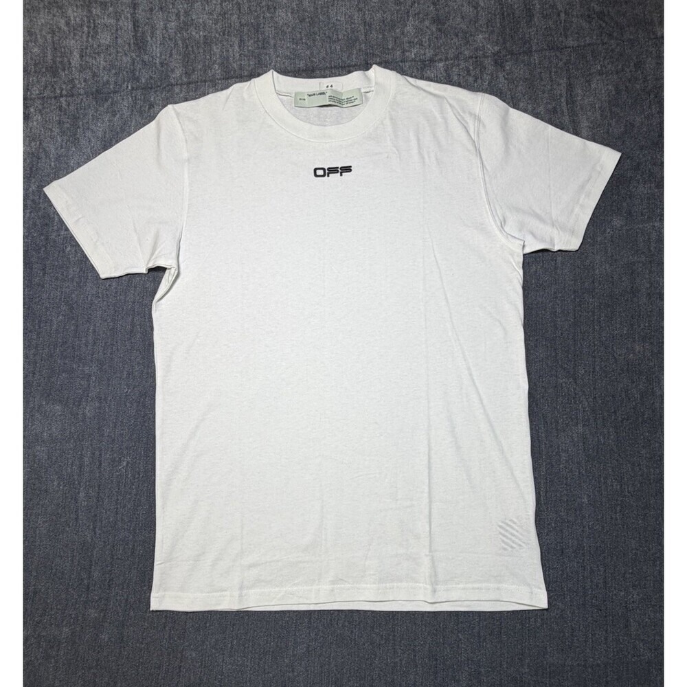 Off-White White Cotton Crew Neck "Main Label" Oversized Size Large NEW